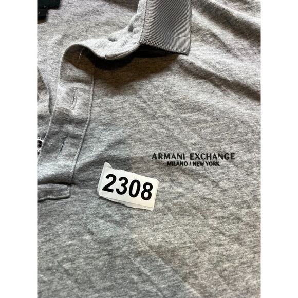 Armani Exchange Polo Shirt Mens Large Gray Short Sleeve‎ Jersey Cotton - Picture 4 of 4